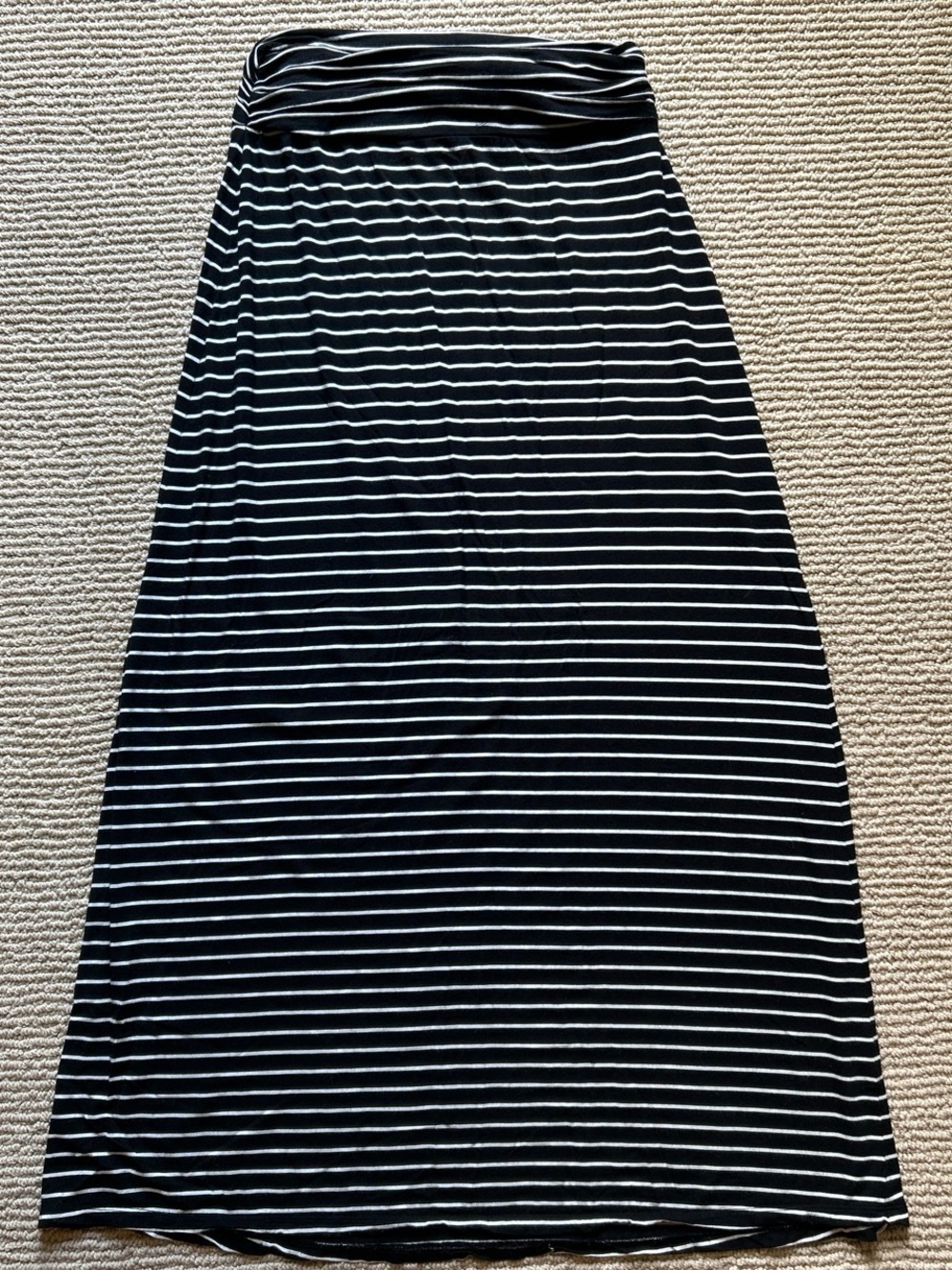 J. Crew Black and White Striped Maxi Skirt